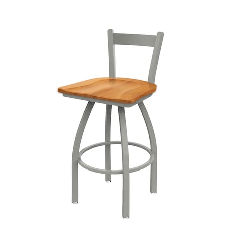 Holland Bar Stool Co 30" Low Back Swivel Bar Stool, Nickel Finish, Med Maple Seat 82130ANMedMpl